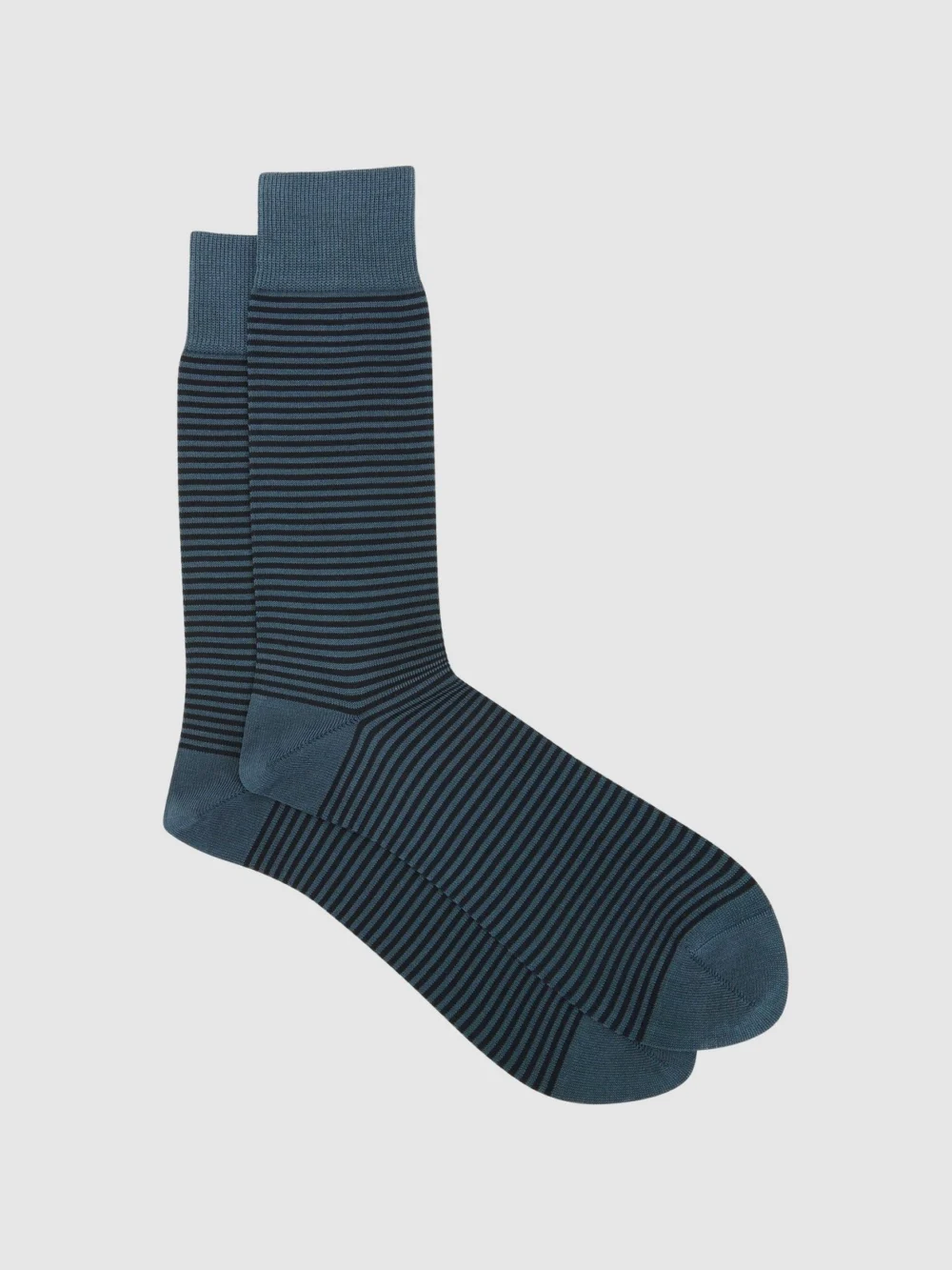 Reiss Mario Airforce Blue & Navy Stripe Mercerised Cotton-blend Striped Socks in Airforce Blue/Navy