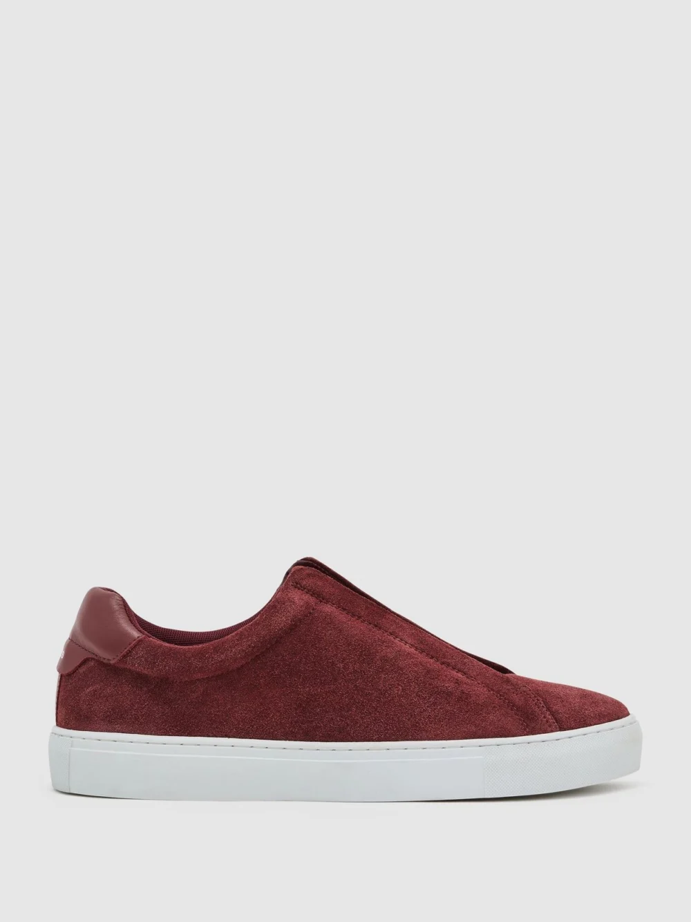 Reiss Maroon Red Suede Slip-on Elasticated Trainers