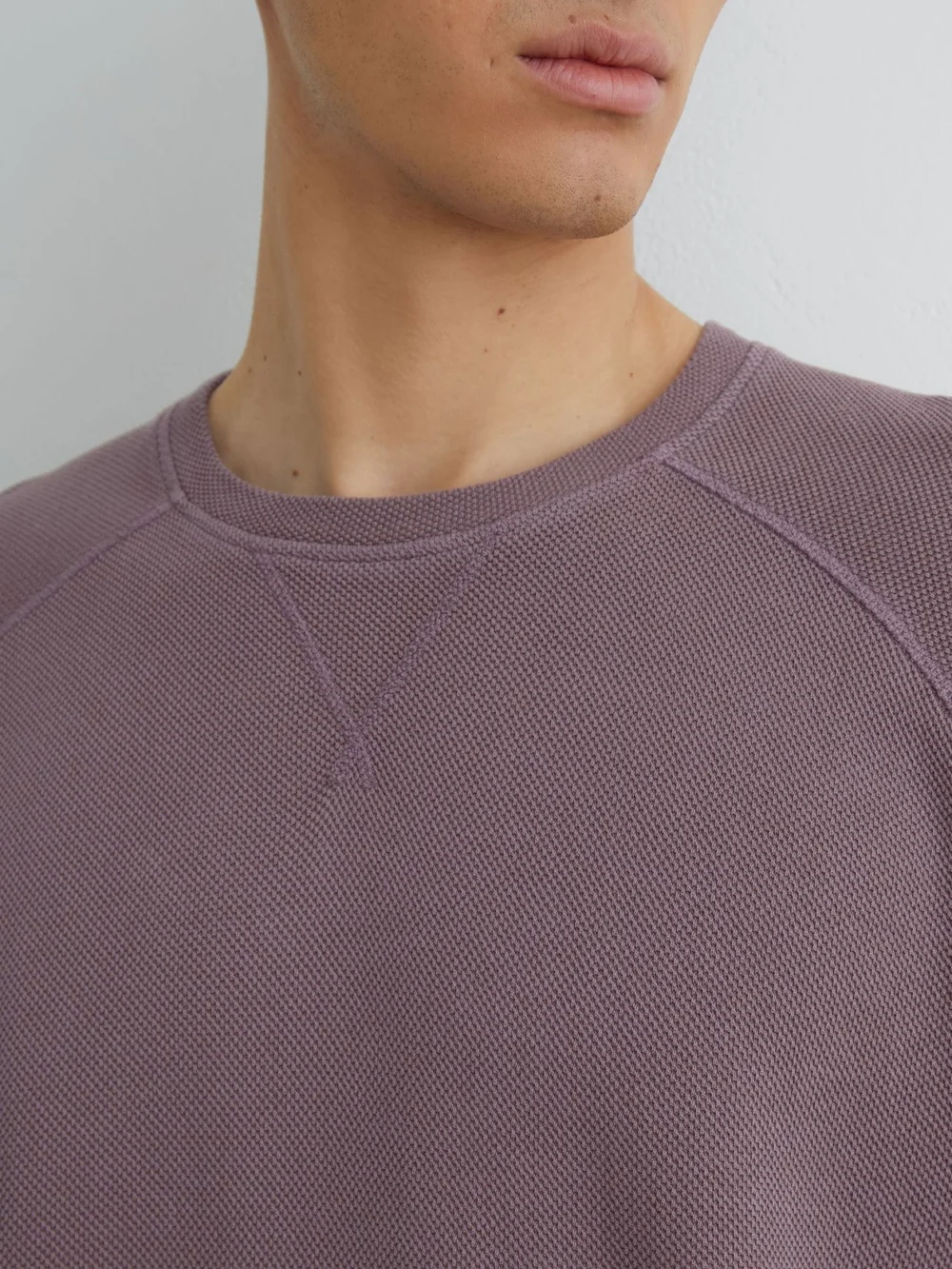 Reiss Mauve Pink Cotton-piqué Garment-dyed Sweatshirt, view 3
