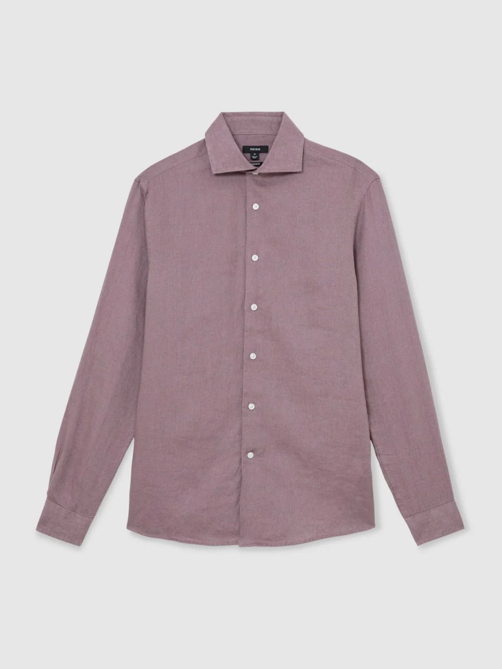 Reiss Mauve Pink Linen Regular-fit Long-sleeve Shirt, view 2