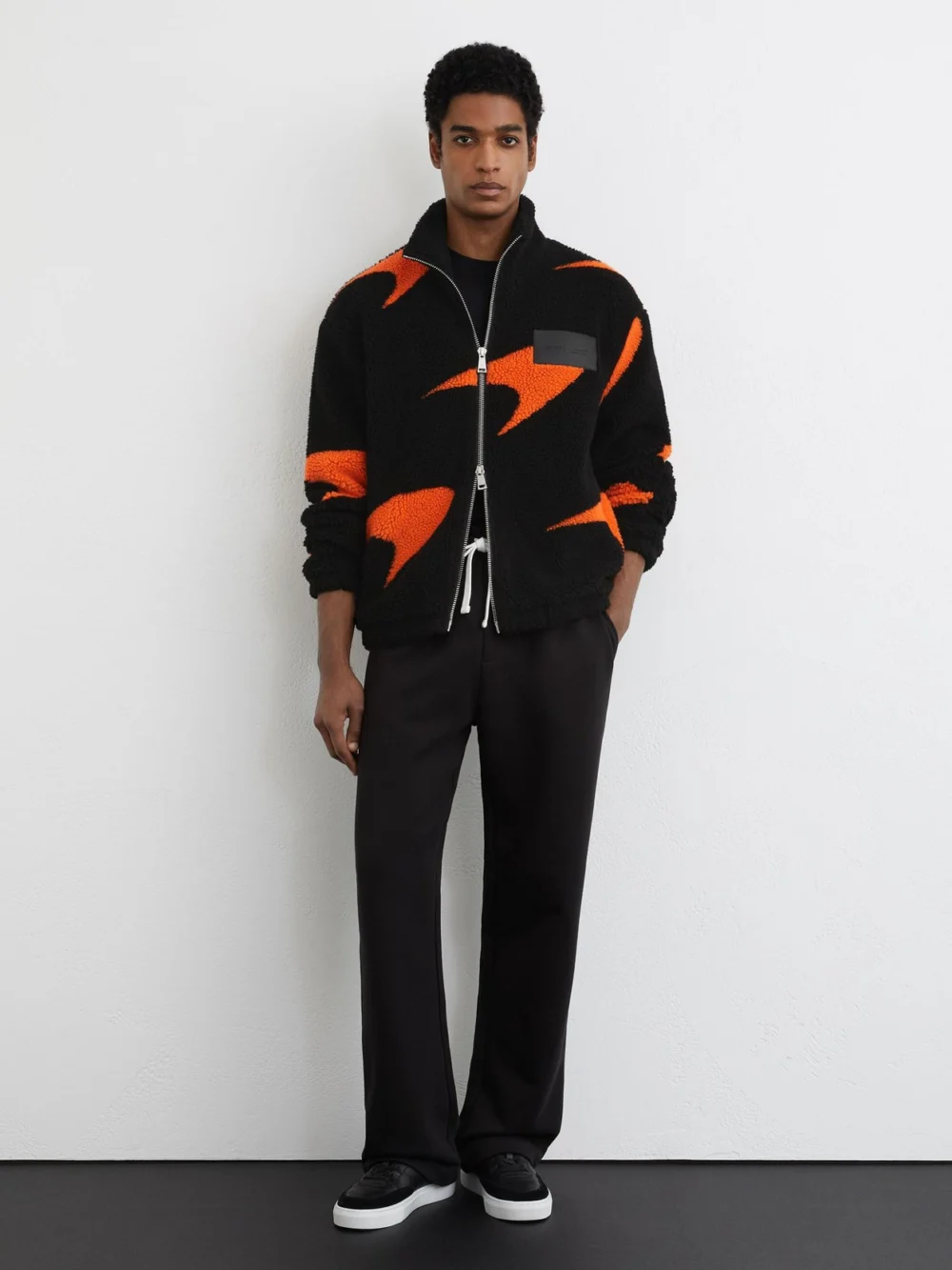 Reiss McLaren X McLaren F1 Team Black & Papaya Orange Racing Speedmark Fleece Jacket -fit, view 4