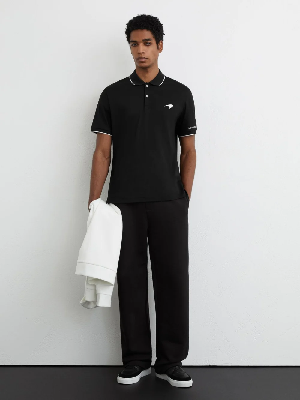 Reiss McLaren X McLaren F1 Team Black Racing Air-water Cotton Polo Shirt, view 3