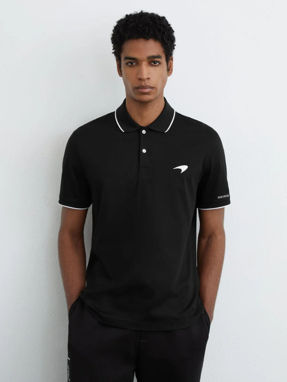 Reiss McLaren X McLaren F1 Team Black Racing Air-water Cotton Polo Shirt, view 4