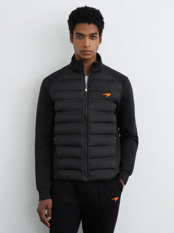 Reiss McLaren X McLaren F1 Team Black Racing Hybrid Quilted Jacket