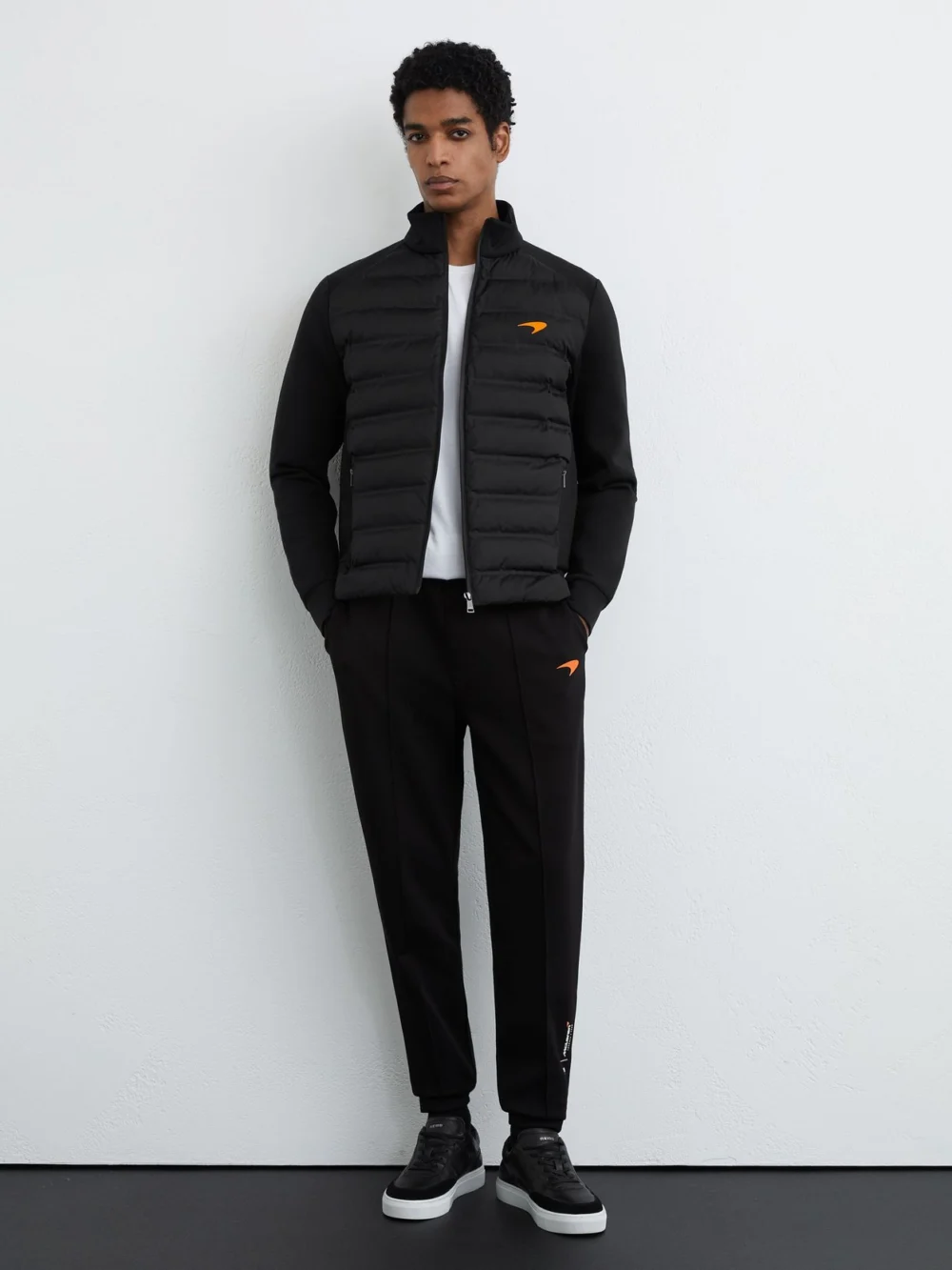 Reiss McLaren X McLaren F1 Team Black Racing Hybrid Quilted Jacket, view 3