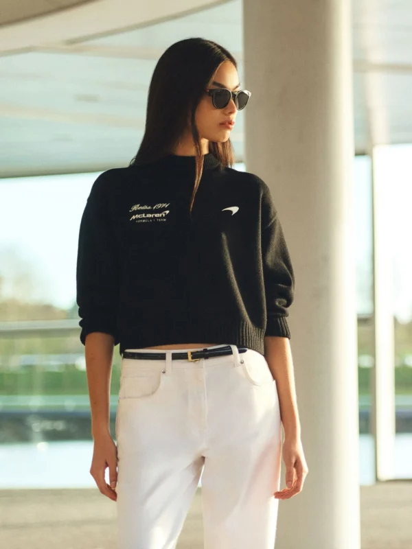 Reiss McLaren X McLaren F1 Team Black Racing Wool Cropped Jumper
