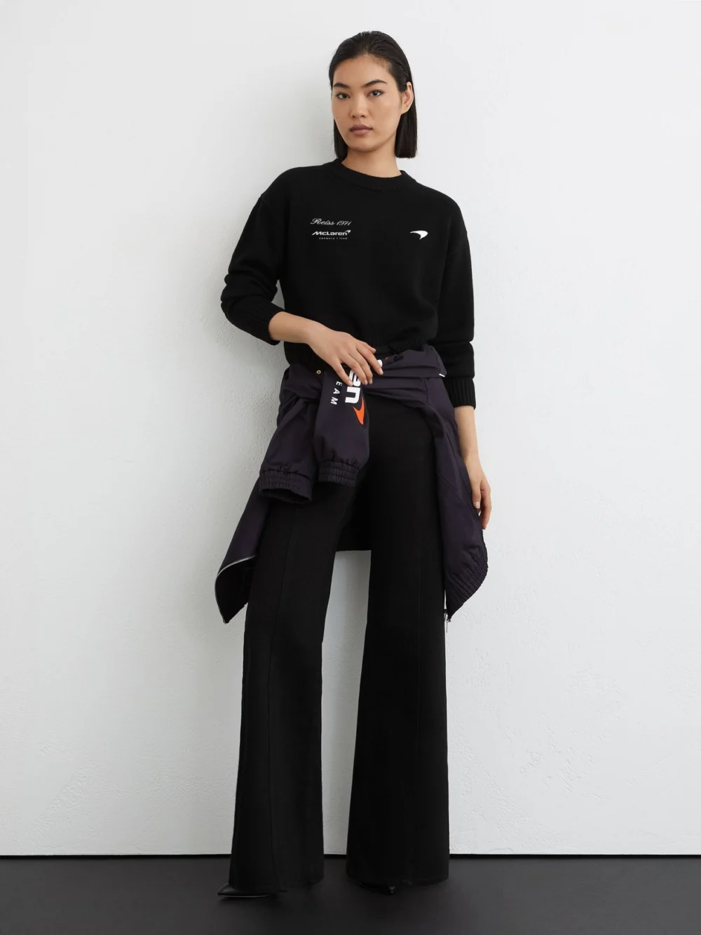 Reiss McLaren X McLaren F1 Team Black Racing Wool Cropped Jumper, view 4