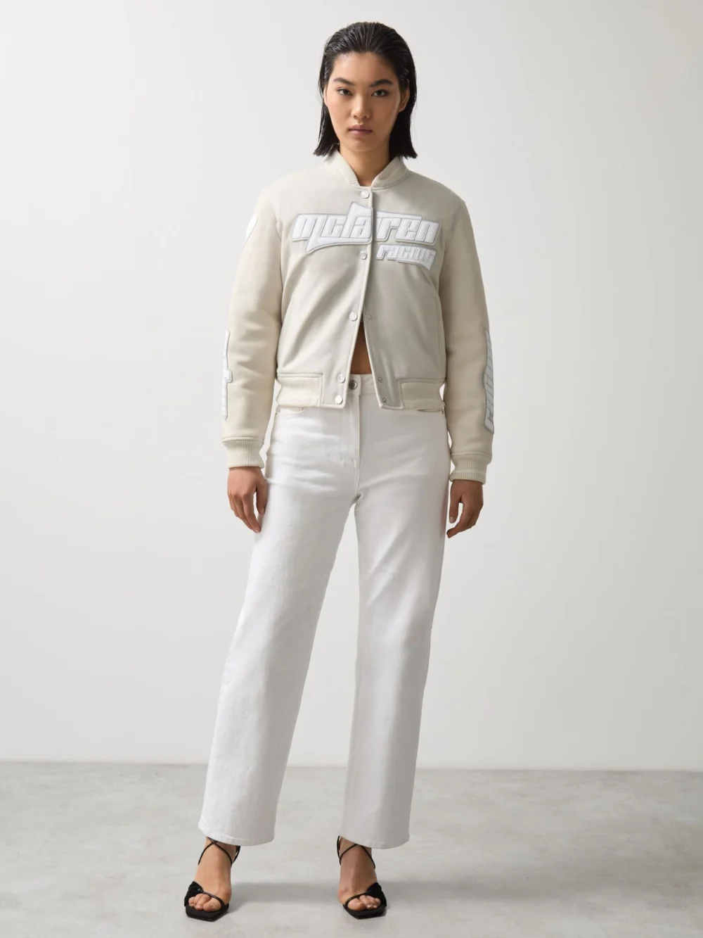 Reiss McLaren X McLaren F1 Team Off White Bomber Jacket, view 3