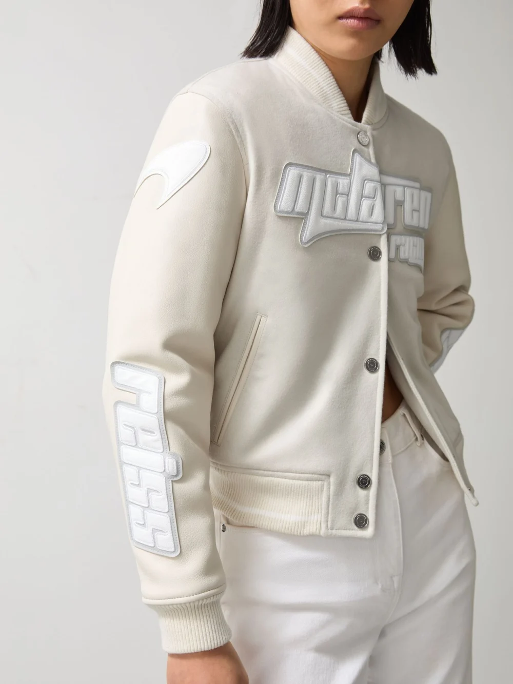 Reiss McLaren X McLaren F1 Team Off White Bomber Jacket, view 4