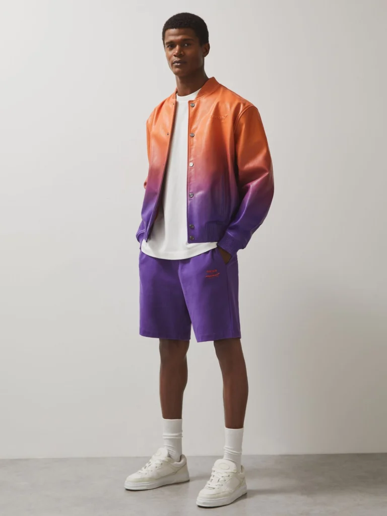 Reiss McLaren X McLaren F1 Team Papaya Orange & Purple Ombré Leather Jacket