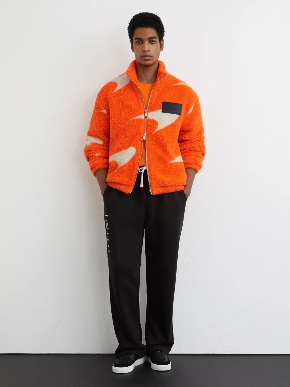 Reiss McLaren X McLaren F1 Team Papaya Orange & White Racing Speedmark Fleece Jacket -fit, view 4