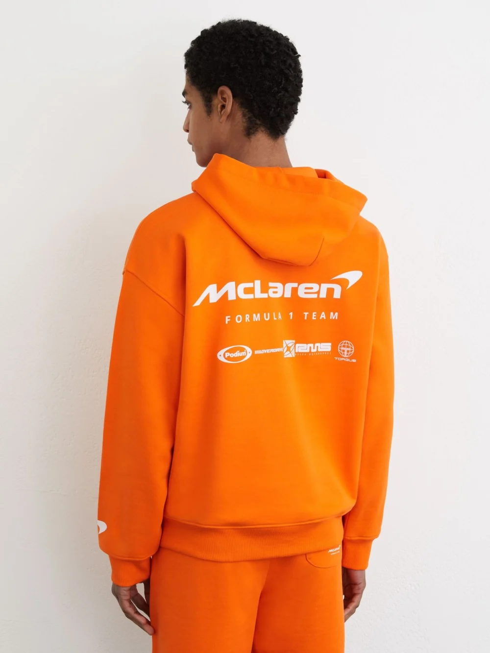 Reiss McLaren X McLaren F1 Team Papaya Orange Racing Heavyweight Motif Hoodie -fit, view 2