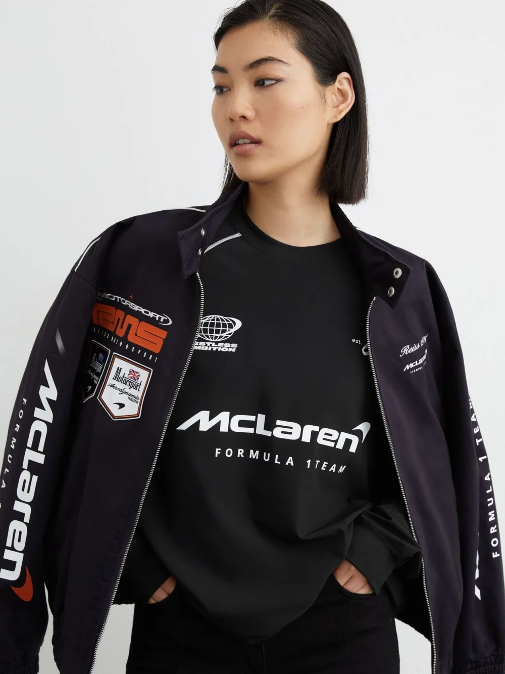 Reiss McLaren X McLaren F1 Team Racing Logo Track Top -fit, Black, view 4