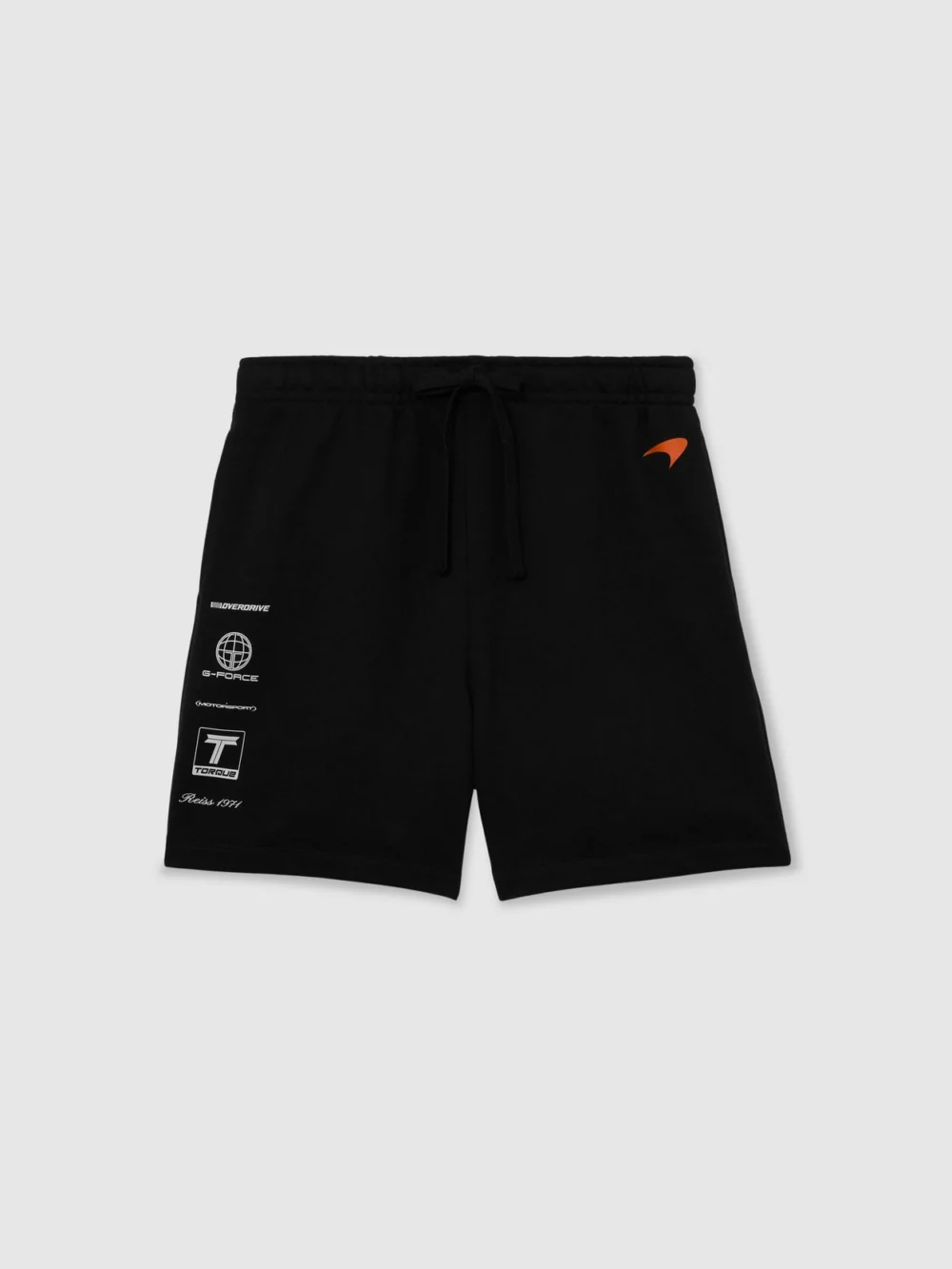 Reiss McLaren X McLaren F1 Team Racing Motif Drawstring Shorts, Washed Black, view 2