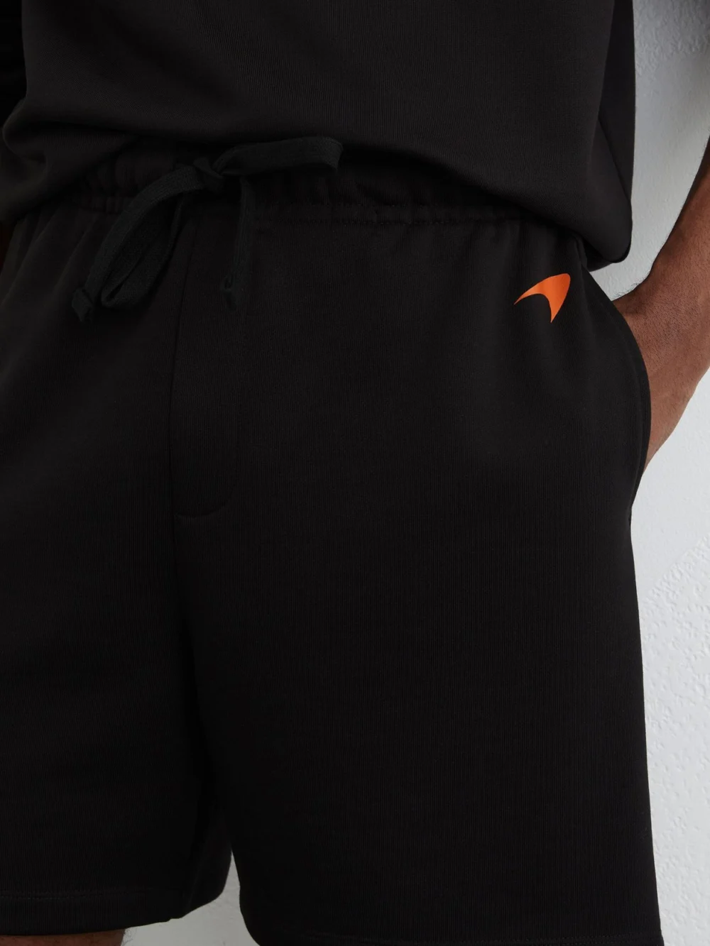 Reiss McLaren X McLaren F1 Team Racing Motif Drawstring Shorts, Washed Black, view 4