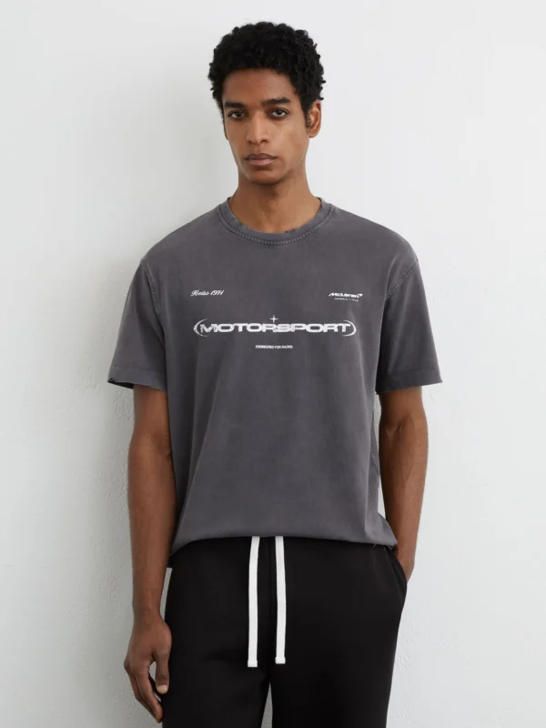 Reiss McLaren X McLaren F1 Team Racing Motorsport Washed T-shirt -fit, Black
