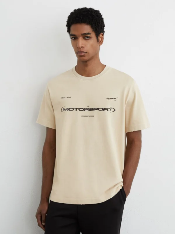 Reiss McLaren X McLaren F1 Team Racing Motorsport Washed T-shirt -fit, White