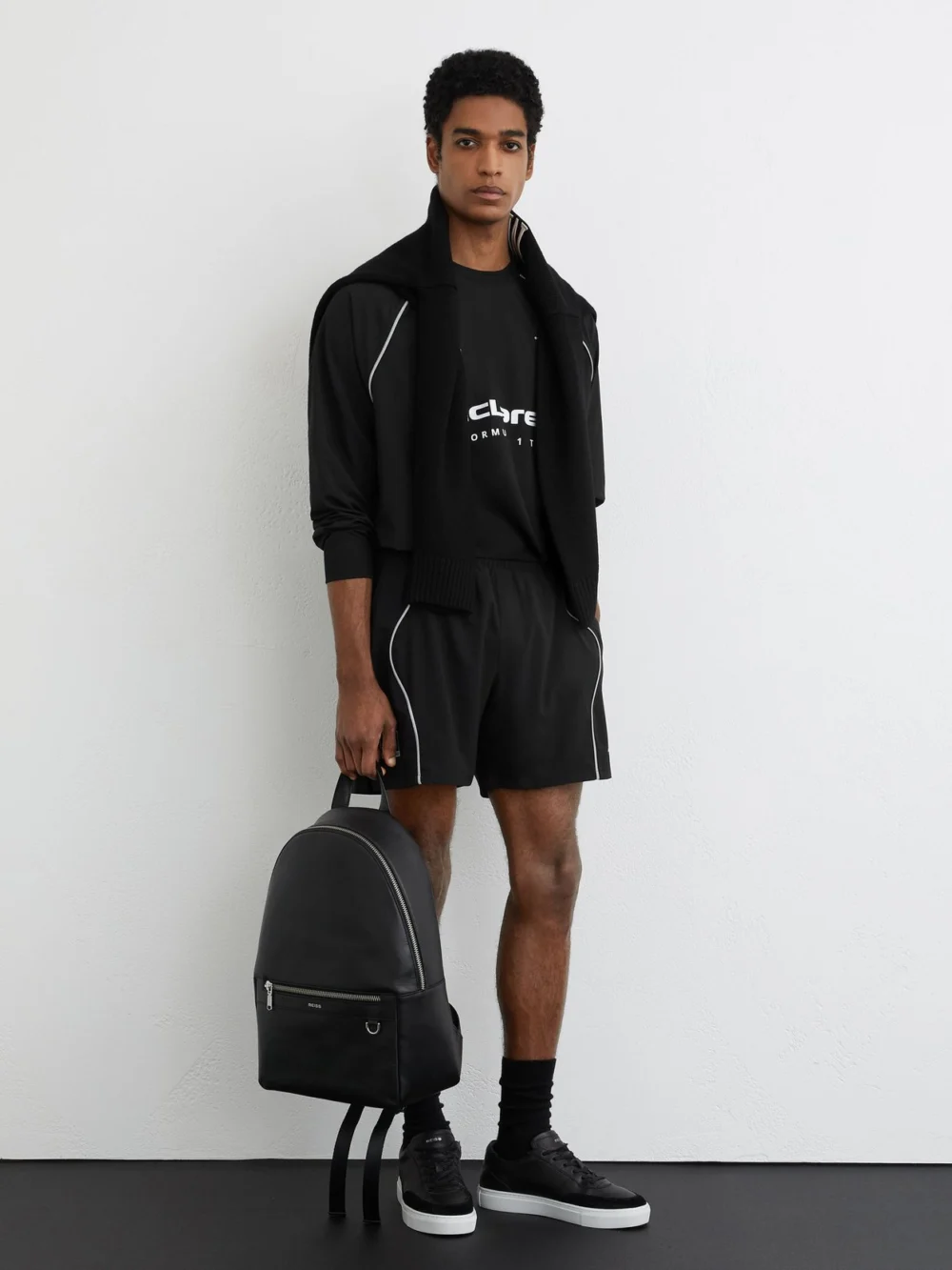 Reiss McLaren X McLaren F1 Team Racing Piped Track Shorts, Black, view 3