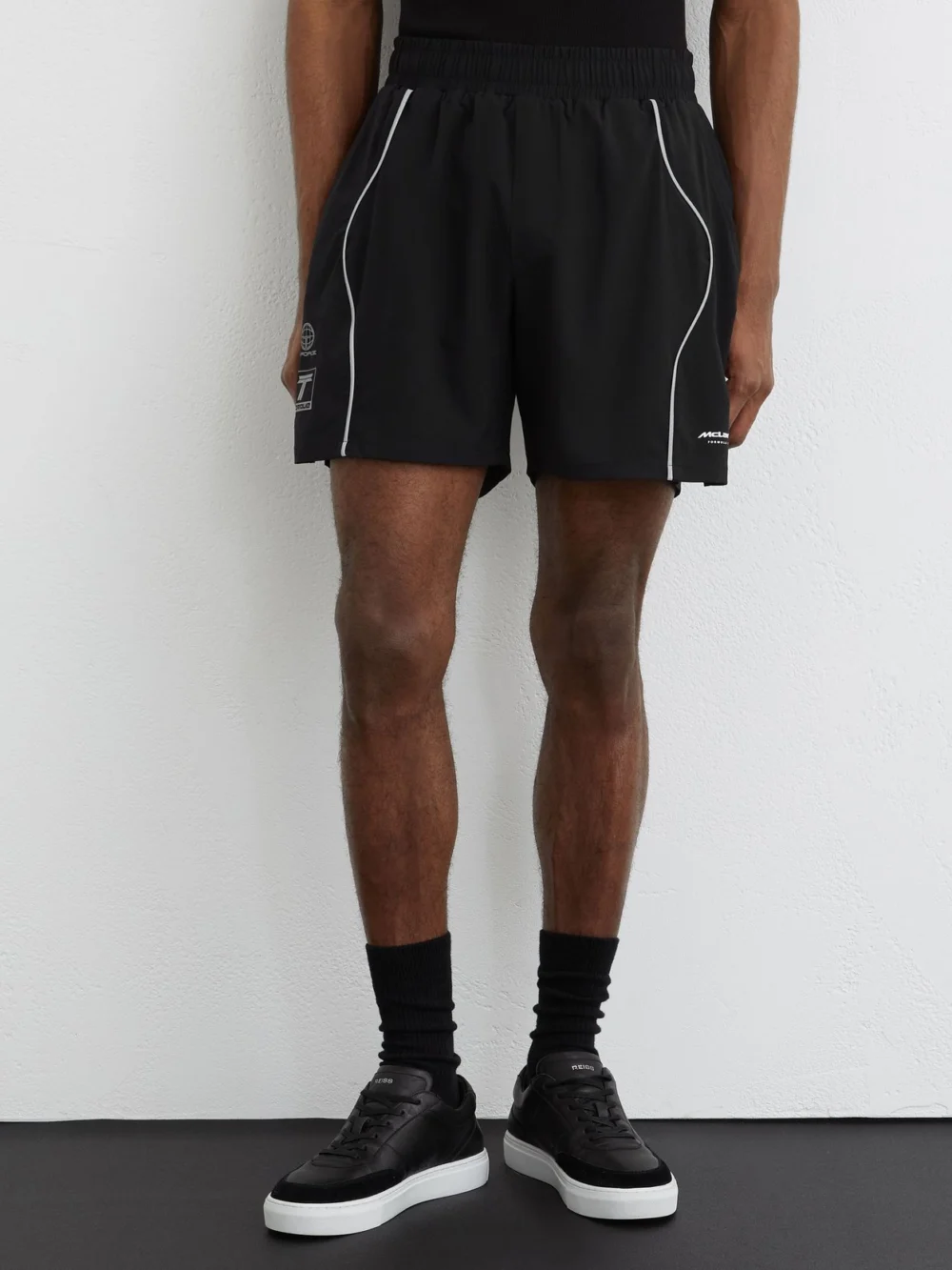 Reiss McLaren X McLaren F1 Team Racing Piped Track Shorts, Black, view 4
