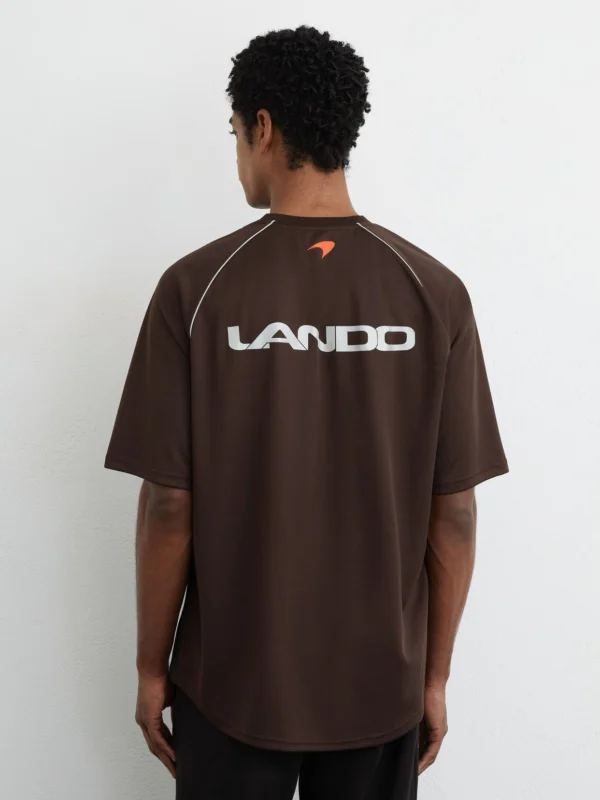 Reiss McLaren X McLaren F1 Team Racing Relaxed Contrast Driver T-shirt -fit, Chocolate Brown