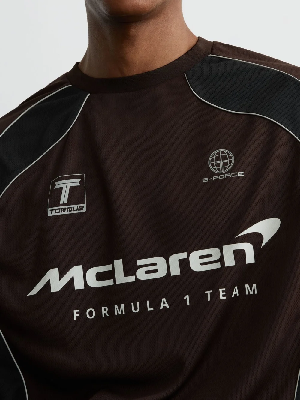 Reiss McLaren X McLaren F1 Team Racing Relaxed Contrast Driver T-shirt -fit, Chocolate Brown, view 4