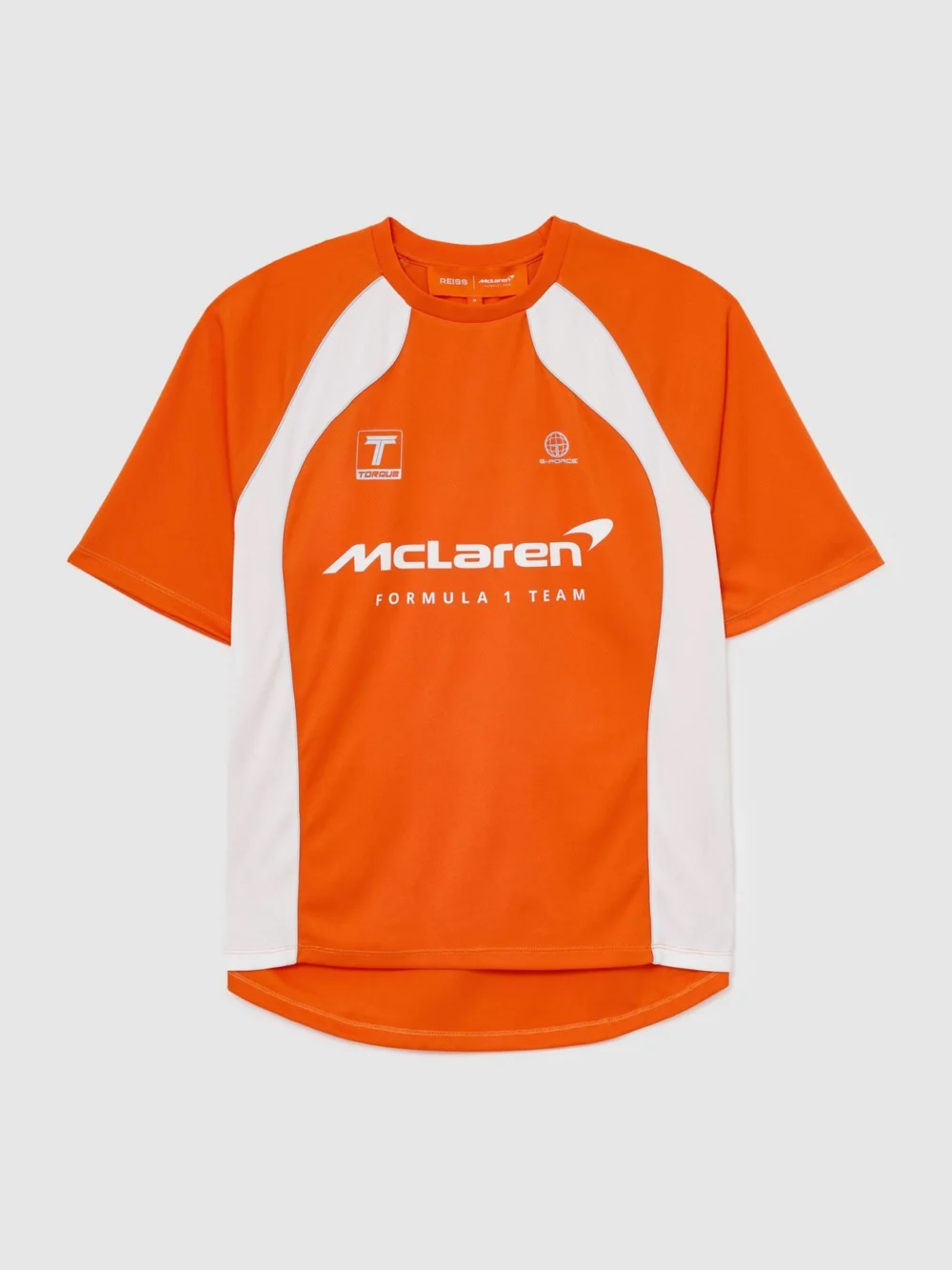 Reiss McLaren X McLaren F1 Team Racing Relaxed Contrast Driver T-shirt -fit, Papaya Orange, view 2