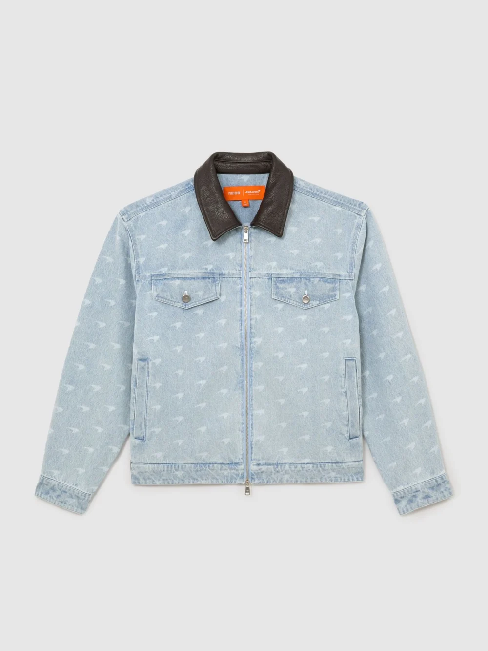 Reiss McLaren X McLaren F1 Team Racing Speedmark Denim Jacket -fit, Soft Blue, view 2