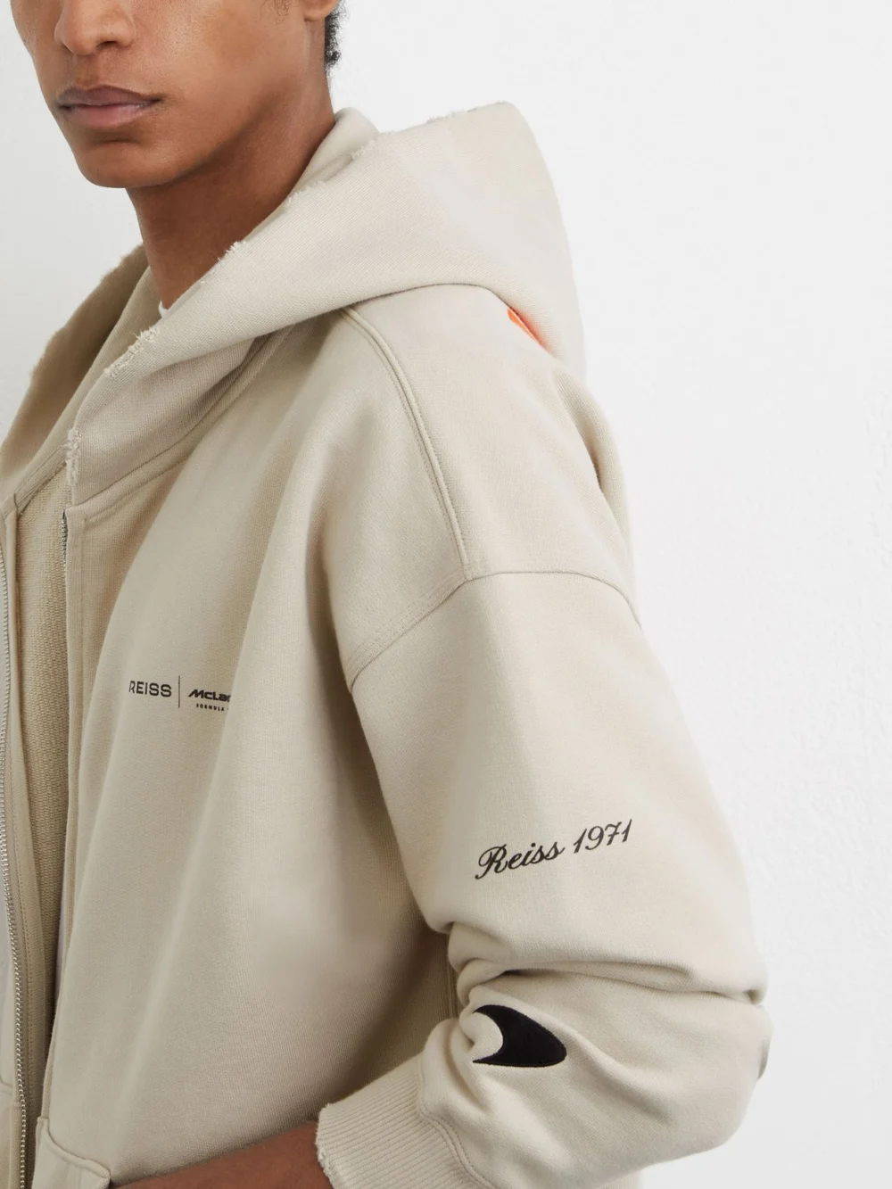Reiss McLaren X McLaren F1 Team Racing Zip-through Hoodie -fit, Stone, view 4