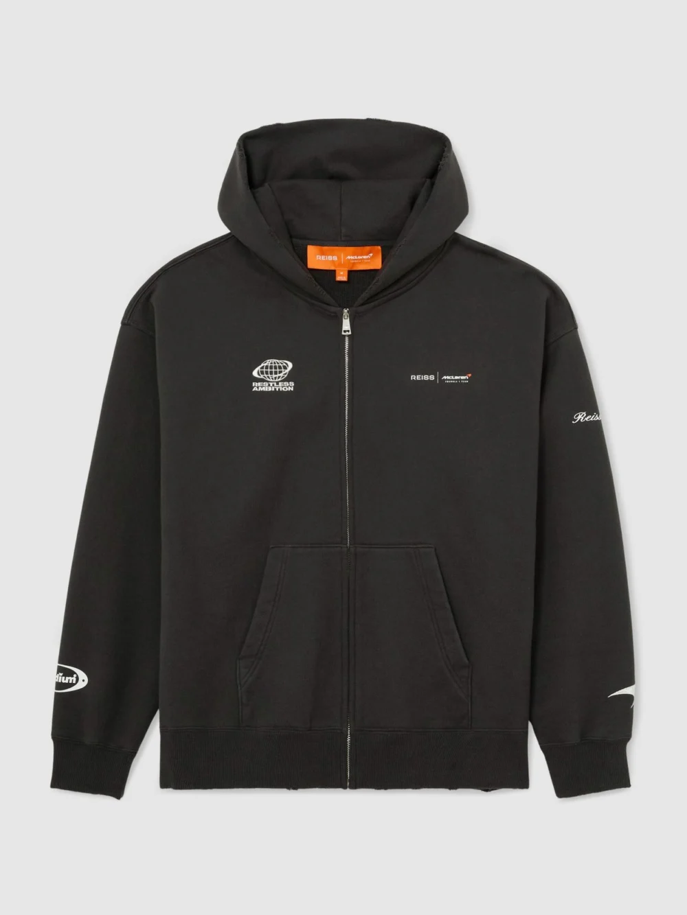 Reiss McLaren X McLaren F1 Team Racing Zip-through Hoodie -fit, Washed Black, view 2