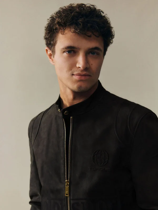 Reiss McLaren X McLaren F1 Team Steel Grey Racing Embossed Suede Jacket