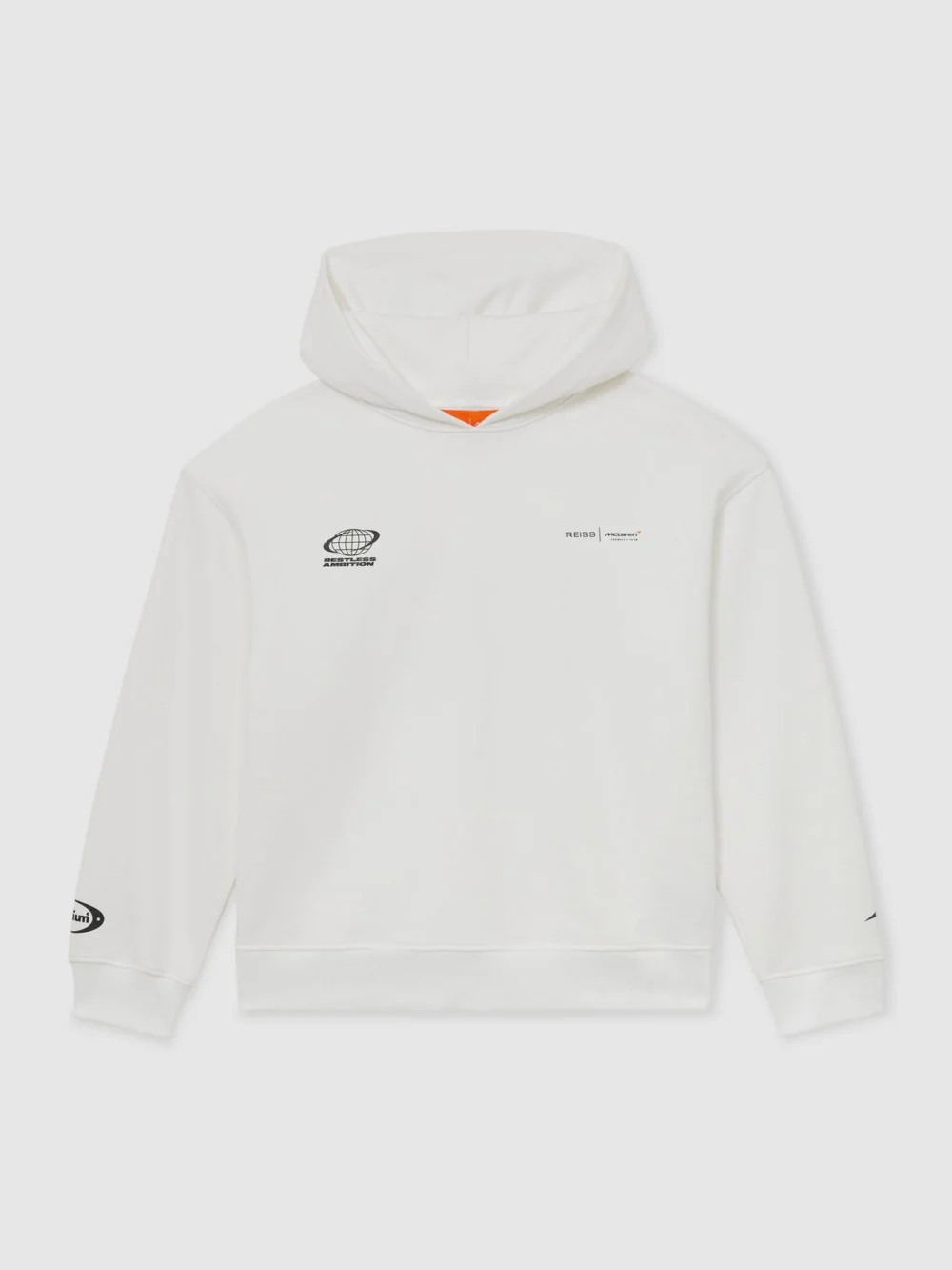 Reiss McLaren X McLaren F1 Team White Racing Heavyweight Motif Hoodie -fit, view 2