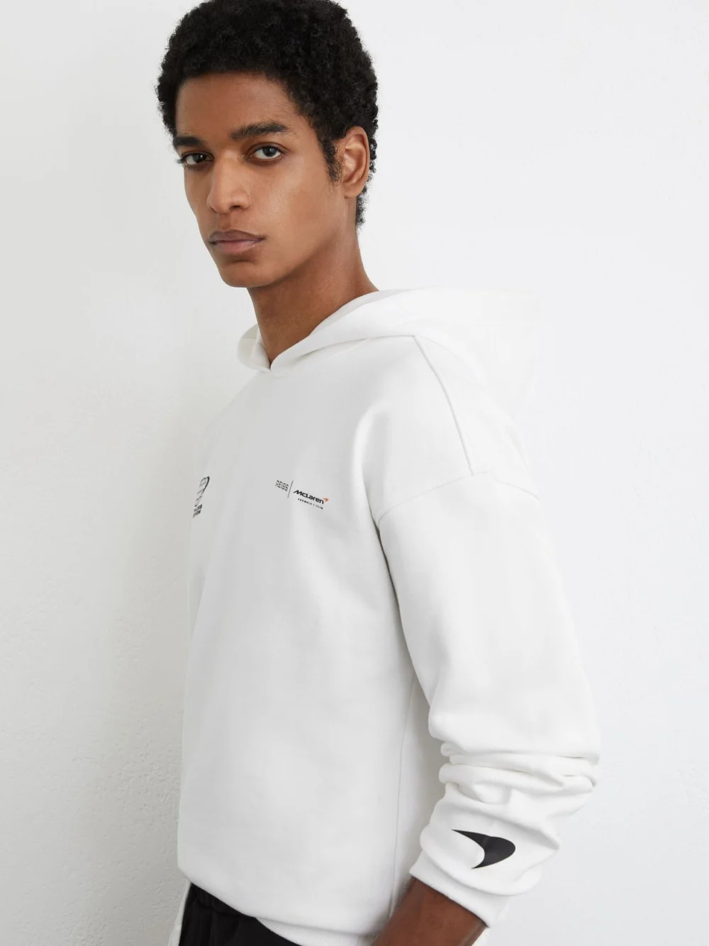 Reiss McLaren X McLaren F1 Team White Racing Heavyweight Motif Hoodie -fit, view 4