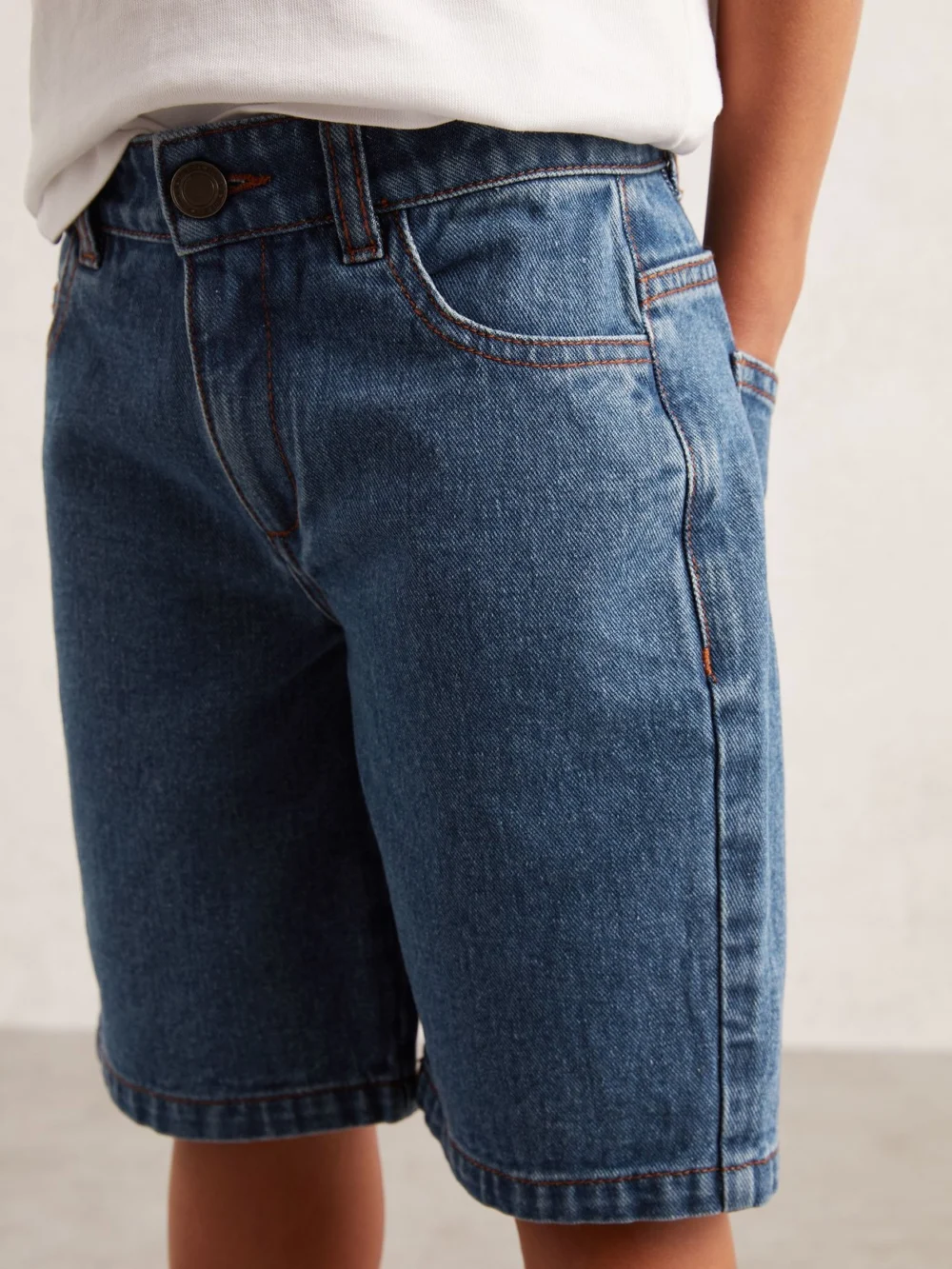 Reiss Mid Blue 13-14 yrs Denim Bermuda Shorts,, view 3