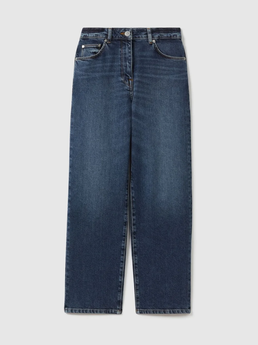 Reiss Mid Blue Mid-rise Straight-leg Jeans, view 2