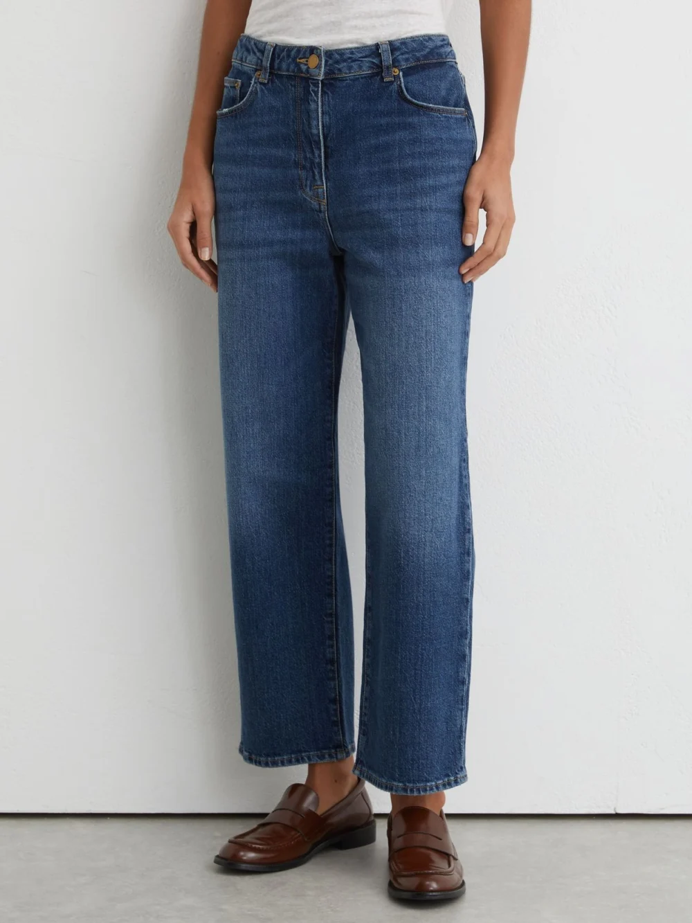 Reiss Mid Blue Mid-rise Straight-leg Jeans, view 3