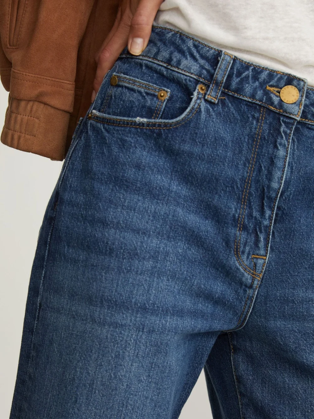 Reiss Mid Blue Mid-rise Straight-leg Jeans, view 4
