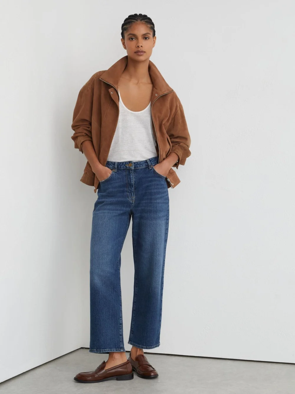 Reiss Mid Blue Mid-rise Straight-leg Jeans, view 5