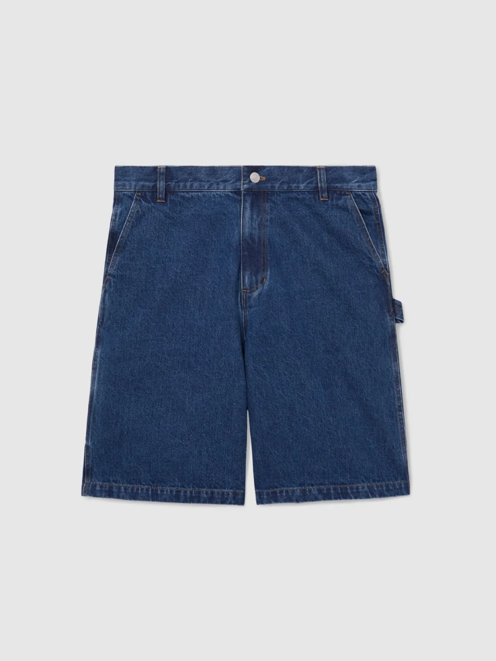 Reiss Mid Blue Monogram Relaxed-fit Denim Shorts, view 2