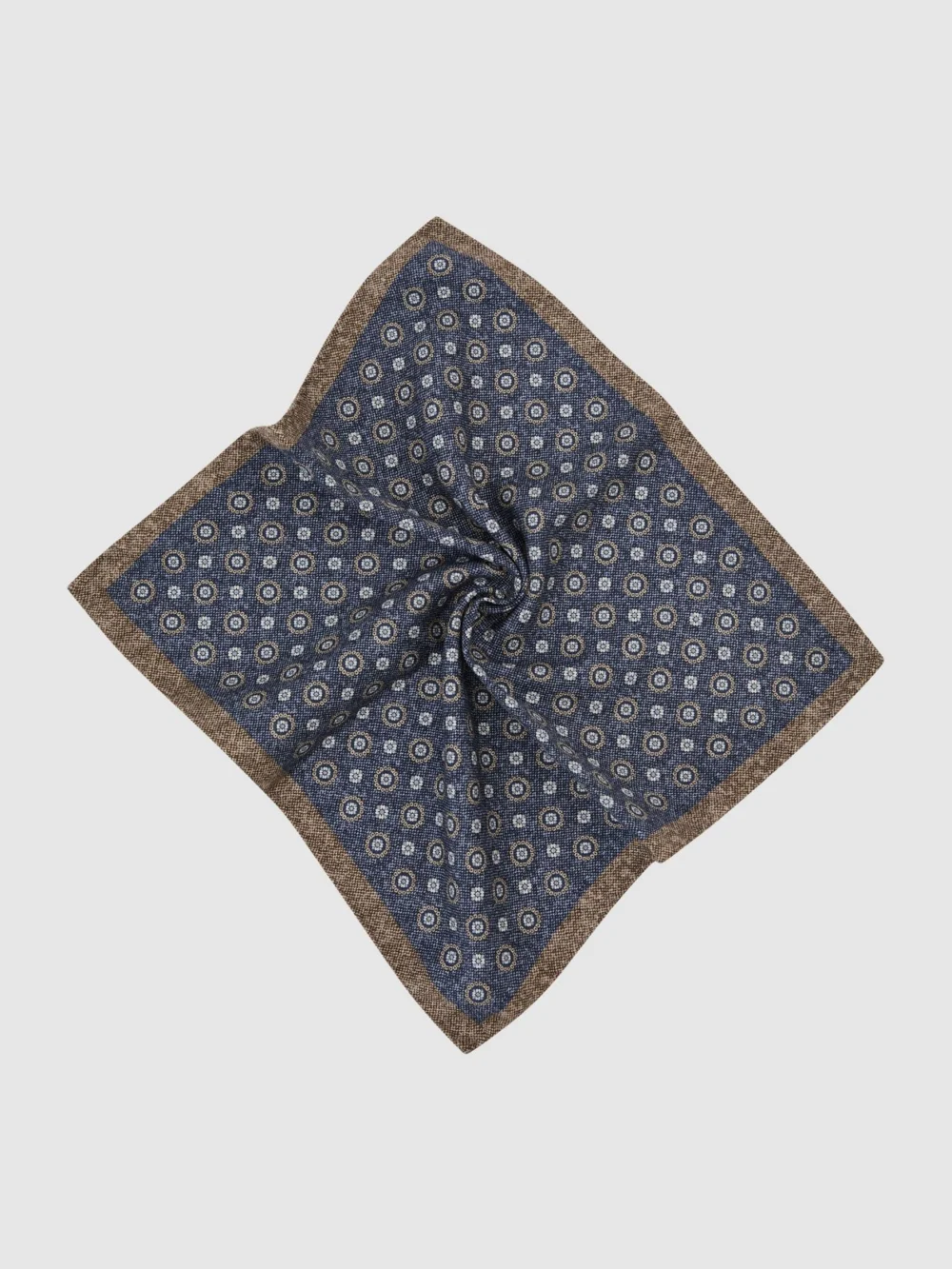 Reiss Mid Blue Silk Floral Medallion-print Pocket Square,, view 2