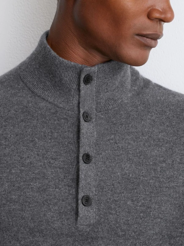 Reiss Mid Grey Melange Cashmere Funnel-neck Jumper