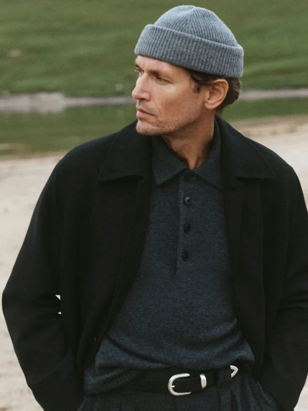 Reiss Mid Grey Merino Wool Rib-knit Beanie,