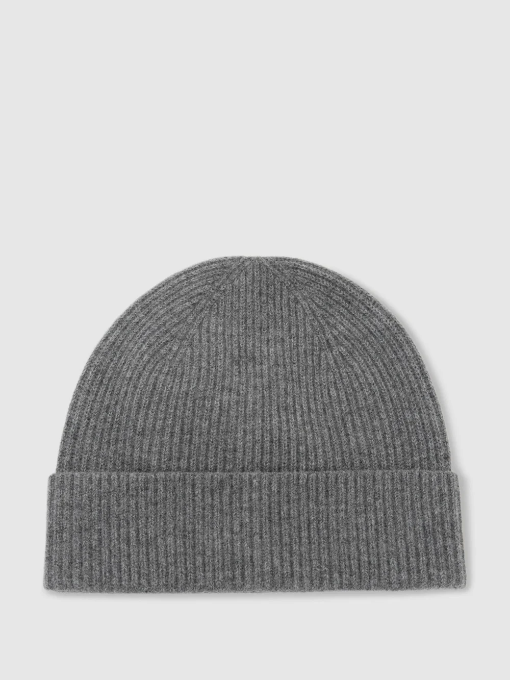 Reiss Mid Grey Merino Wool Rib-knit Beanie,, view 2