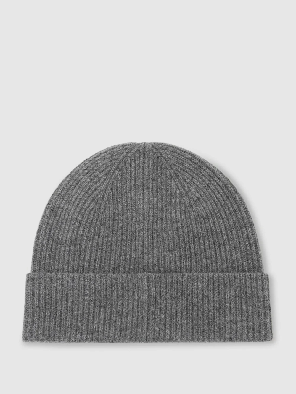 Reiss Mid Grey Merino Wool Rib-knit Beanie,, view 3