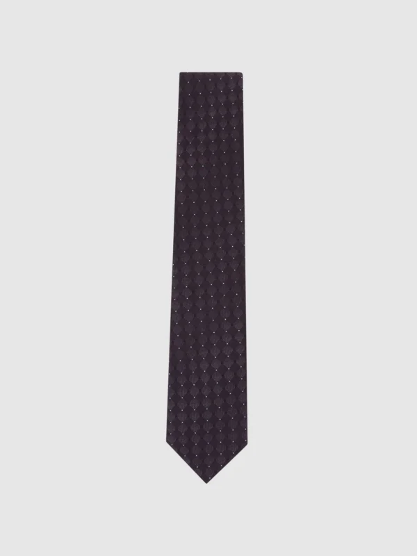 Reiss Midnight Purple Silk-blend Woven Tonal Diamond Tie,