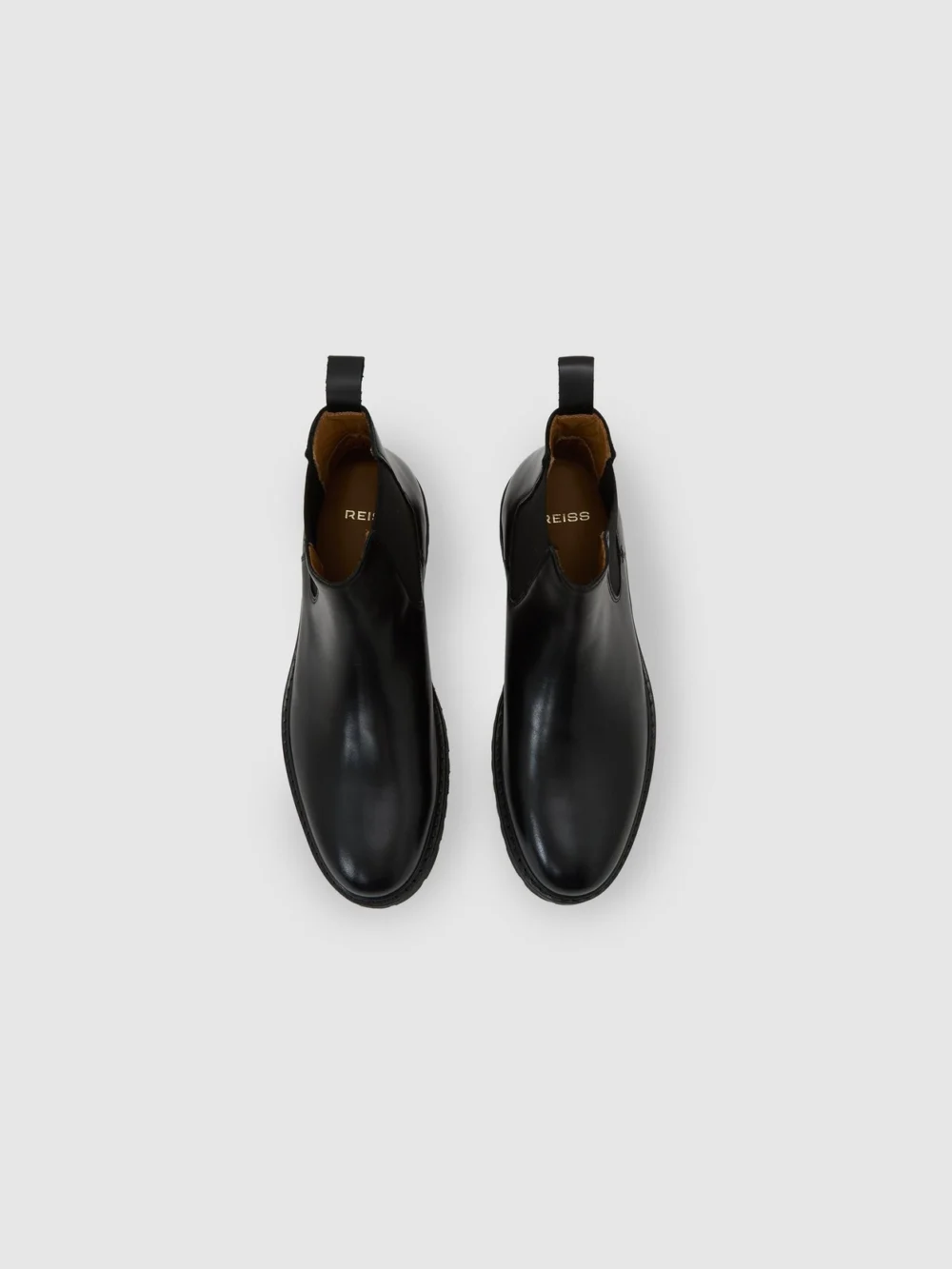 Reiss Milton Men's Black Leather Chelsea Boots, view 2