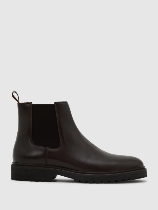 Reiss Milton Men's Dark Brown Leather Chelsea Boots