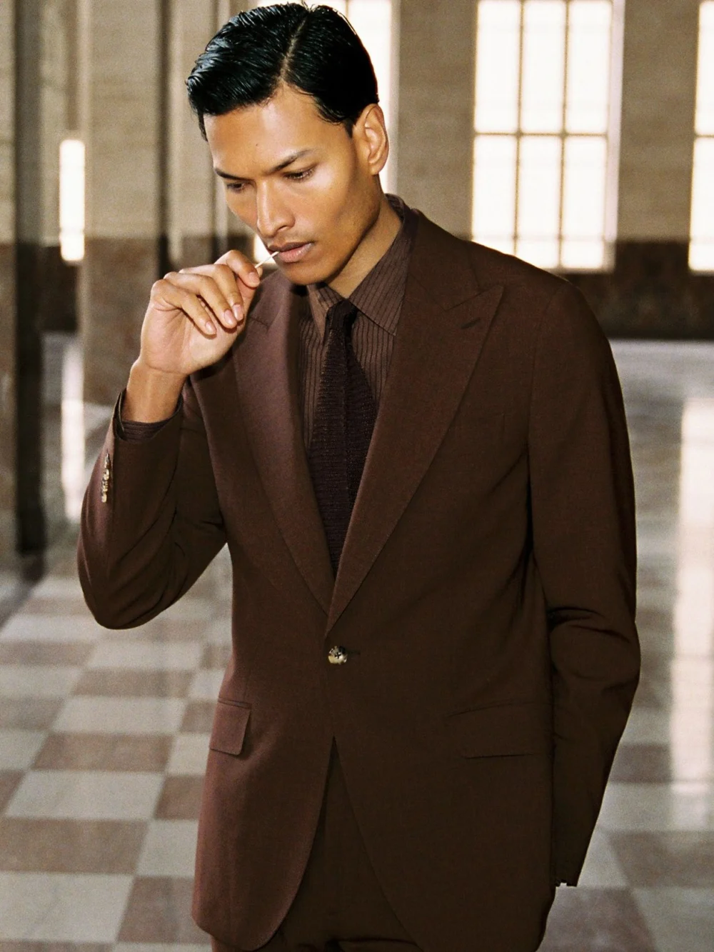Reiss Mineral Chocolate Brown Classic Fit Wool-blend Single-breasted Suit Blazer, 42 in dark brown