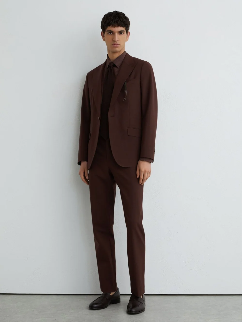 Reiss Mineral Chocolate Brown Classic Fit Wool-blend Single-breasted Suit Blazer, 42, view 3