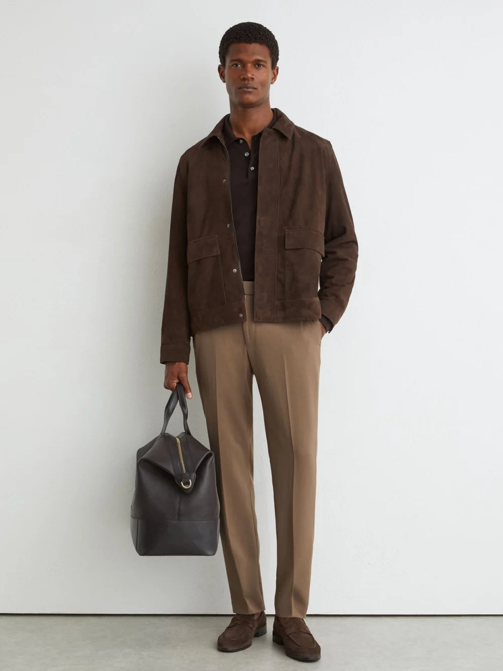 Reiss Mink Brown Slim Fit Stretch Drawstring Trousers