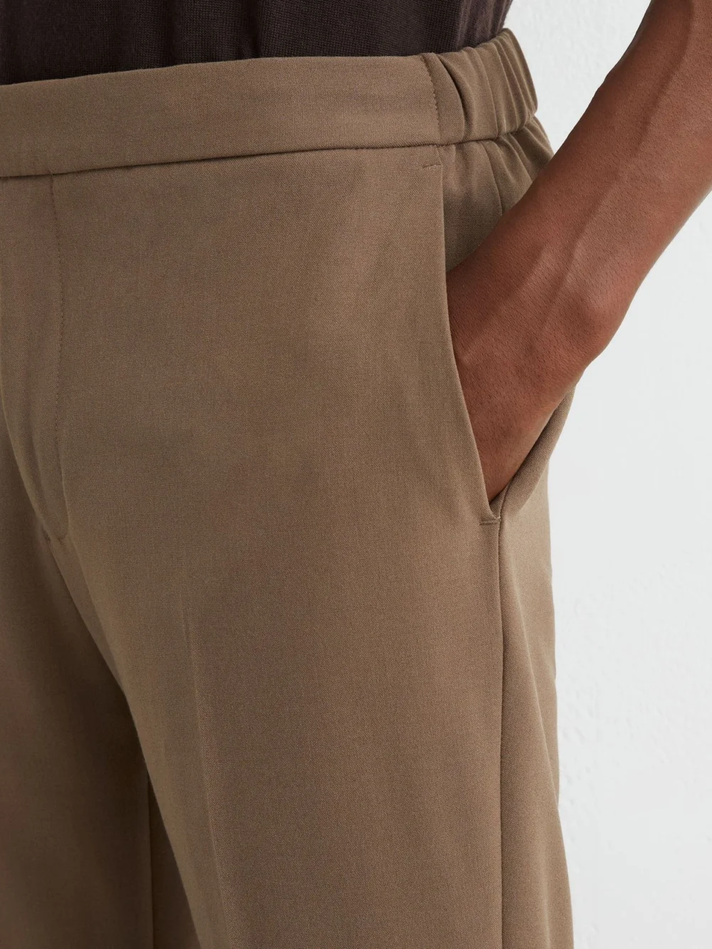 Reiss Mink Brown Slim Fit Stretch Drawstring Trousers, view 4